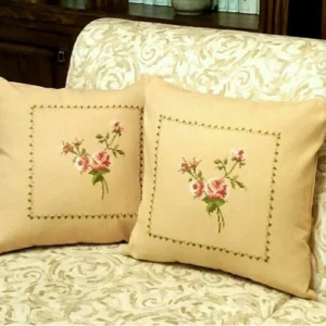 cross stitched floral cushion covers