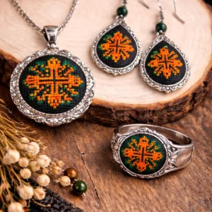 handcrafted cross stitch jewelry set