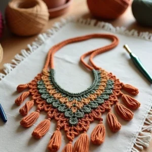 handmade crochet statement necklace