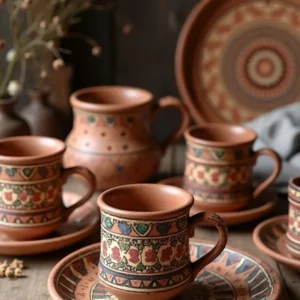terracotta clay ceramic tea set