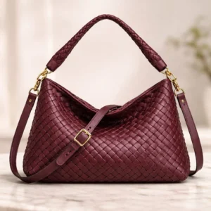 woven burgundy shoulder bag